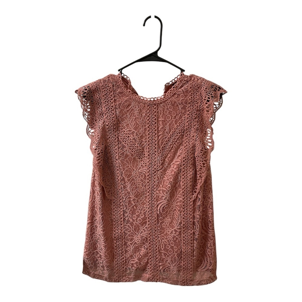 Cable & Gauge Lace Blouse in Dusty Rose
